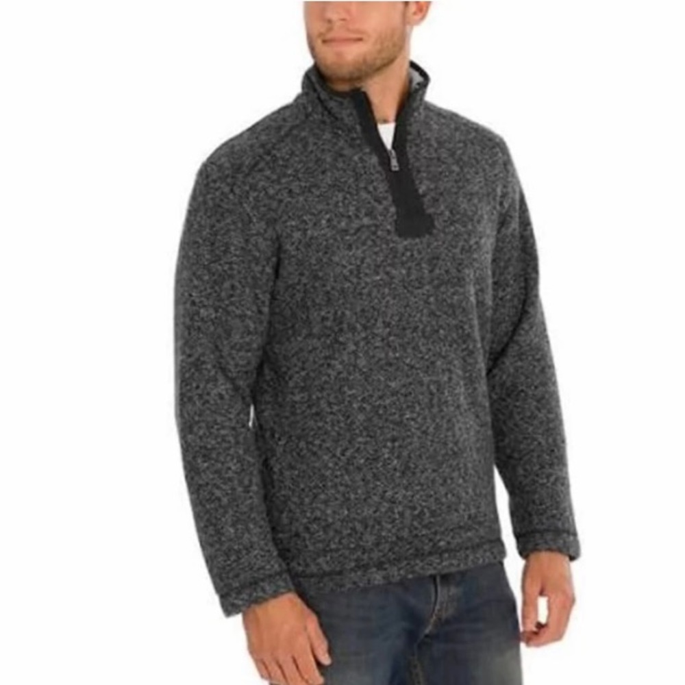 Orvis Quarter Zip Sherpa Lined Pullover Men Size L Gray Outdoor